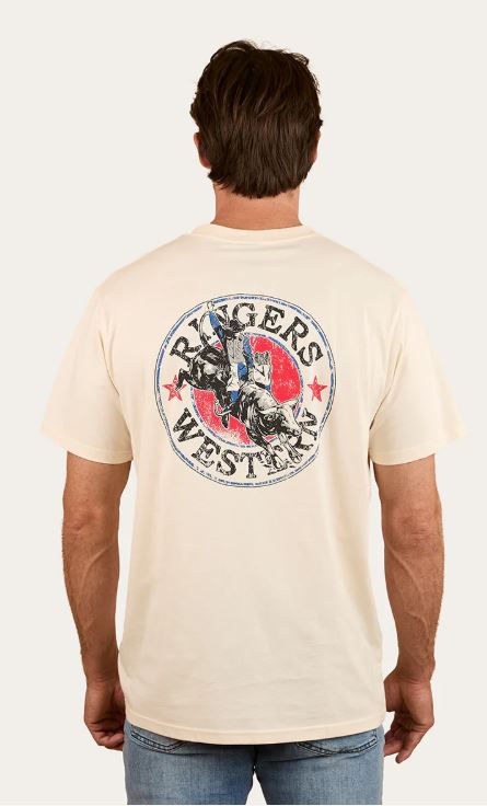 Ringers Western SS25 Mens Bucking Bull Loose Fit Tee Off-White
