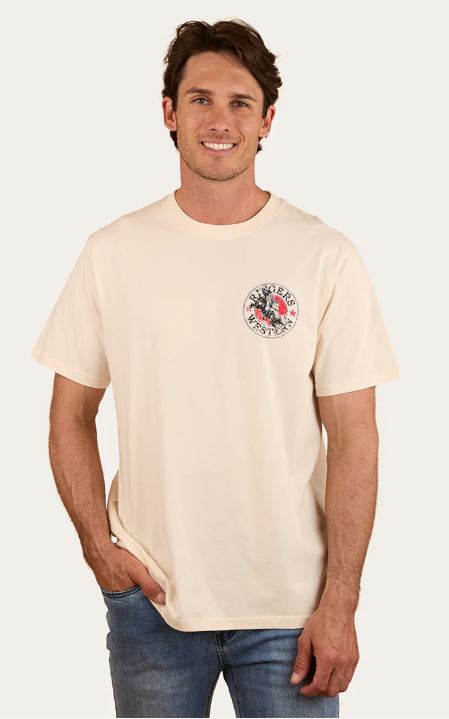 Ringers Western SS25 Mens Bucking Bull Loose Fit Tee Off-White