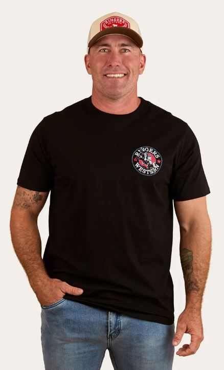 Ringers Western SS25 Mens Bucking Bull Loose Fit Tee Black