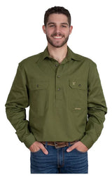 Just Country Mens Cameron ½ Button Workshirt