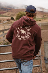 RINGERS WESTERN MENS SIGNATURE BULL HOODIE - CHOCOLATE/DARK SAND