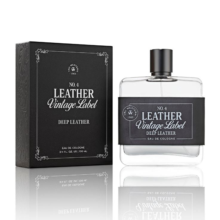 Tru Western Mens Leather #4 Vintage Label Deep Leather Eau De Cologne 100ml