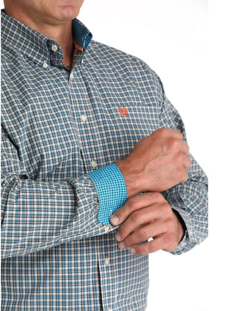 Cinch S53 Mens Classic Fit Blue Plaid Shirt