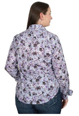 Just Country Womens Georgie Half Button Shirt Lilac Blossoms