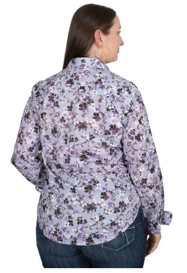 Just Country Womens Georgie Half Button Shirt Lilac Blossoms