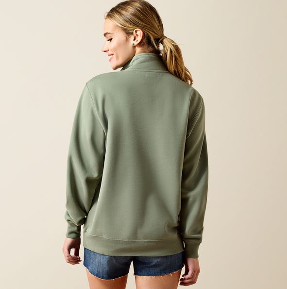 Ariat SS27 Womens Foundation Logo 1/2 Zip Sweatshirt Sea Spray