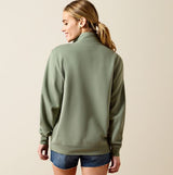 Ariat SS27 Womens Foundation Logo 1/2 Zip Sweatshirt Sea Spray