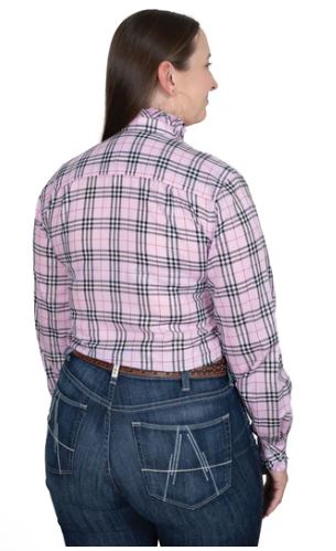 Just Country Australia Abbey Frills Full Button Shirt  Musk Pink Lurex Plaid
