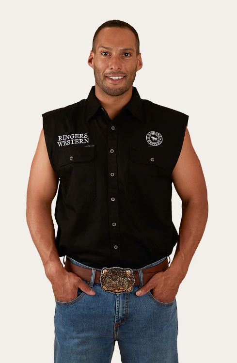 Ringers Western SS25 Mens Hawkeye Sleeveless Shirt Black