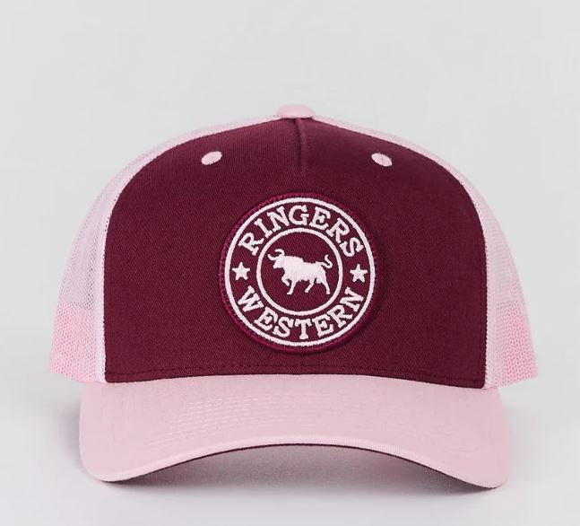 Ringers Western SS27 Signature Bull Trucker Cap Plum/Dusty Pink