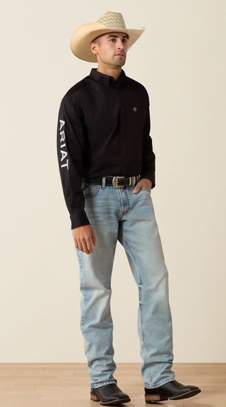 Ariat SS27 Mens Team Logo Lightweight Twill Classic Fit Shirt Black/Grey