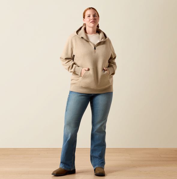 Ariat SS26 Womens Rebar Lightweight Logo 1/2 Zip Hoodie