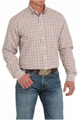 Cinch S51 Mens Plaid Western Shirt White