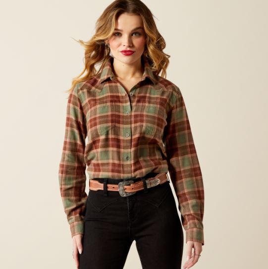 Ariat AW25 Womens Billie Jean Shirt Oakwood Plaid