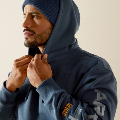 Ariat AW26 Mens Rebar Graphic Hoodie Orion Blue/Dusty Blue