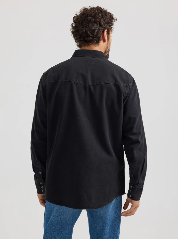Wrangler Mens Classic Fit Black Denim Shirt