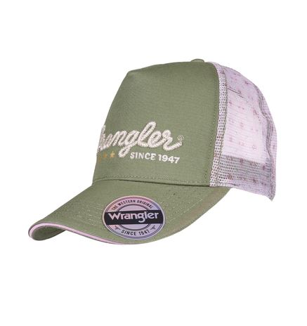 Wrangler SS27 Lucy HP Ponytail Trucker Cap Khaki Marle
