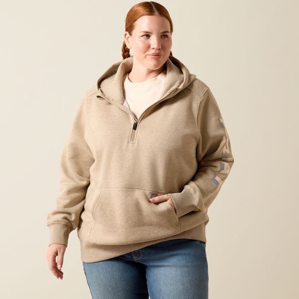 Ariat SS26 Womens Rebar Lightweight Logo 1/2 Zip Hoodie