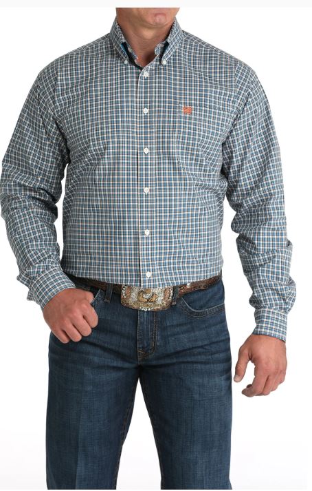 Cinch S53 Mens Classic Fit Blue Plaid Shirt