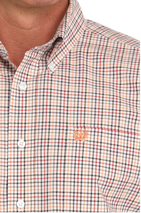 Cinch S51 Mens Plaid Western Shirt White