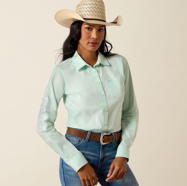 Ariat SS27 Womens Team Kirby Shirt Dusty Aqua