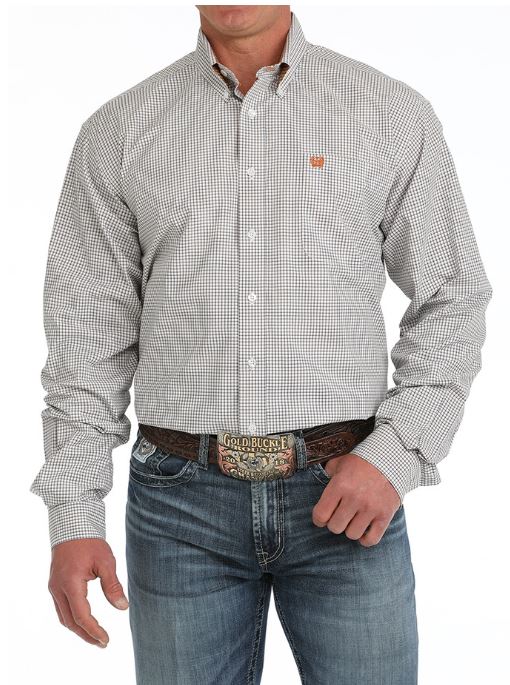Cinch S51 Mens White Plaid Shirt