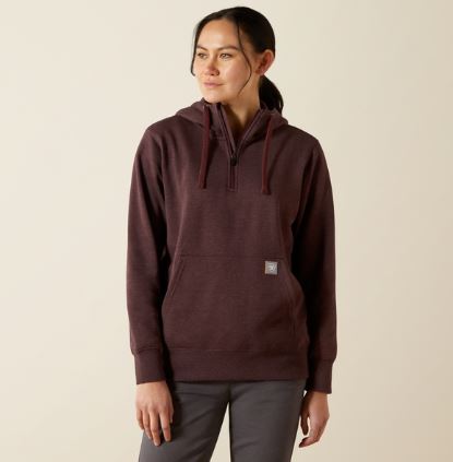 Ariat AW26 Womens Rebar Skill Set 1/2 Zip Hoodie Fudge Heather