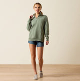 Ariat SS27 Womens Foundation Logo 1/2 Zip Sweatshirt Sea Spray