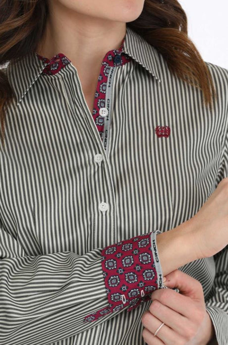 Cinch S51 Womens Tencel Stripe Shirt Black & White