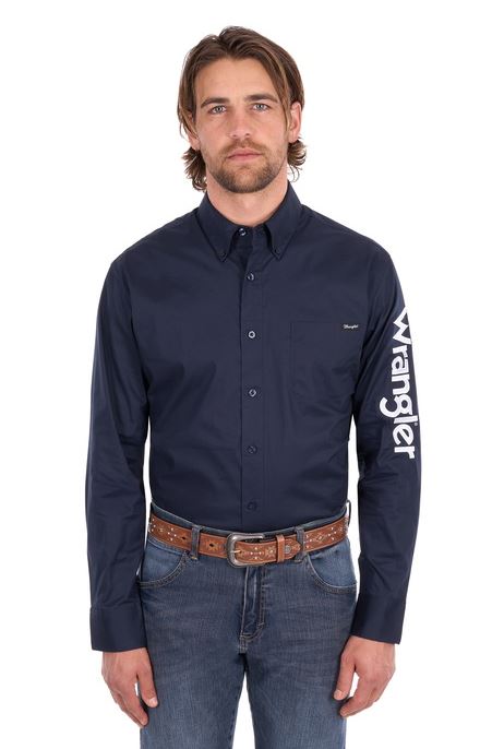 Wrangler Mens Flex Tech Logo Shirt Navy