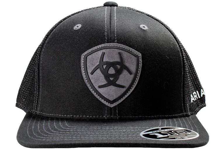 Ariat AW25 Mens Shield Logo Mesh Black Snap Back Cap