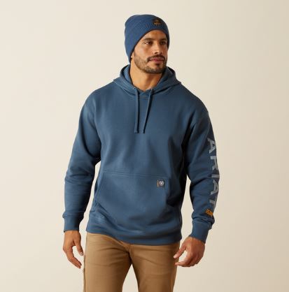 Ariat AW26 Mens Rebar Graphic Hoodie Orion Blue/Dusty Blue