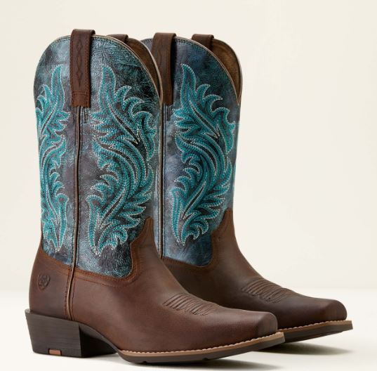 Ariat SS25 Womens Round Up Narrow Cutter Toe Sassy Brown/Ocean Wave