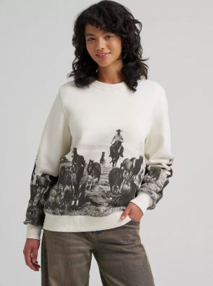 Wrangler Womens Archival Graphic Fleece Crew