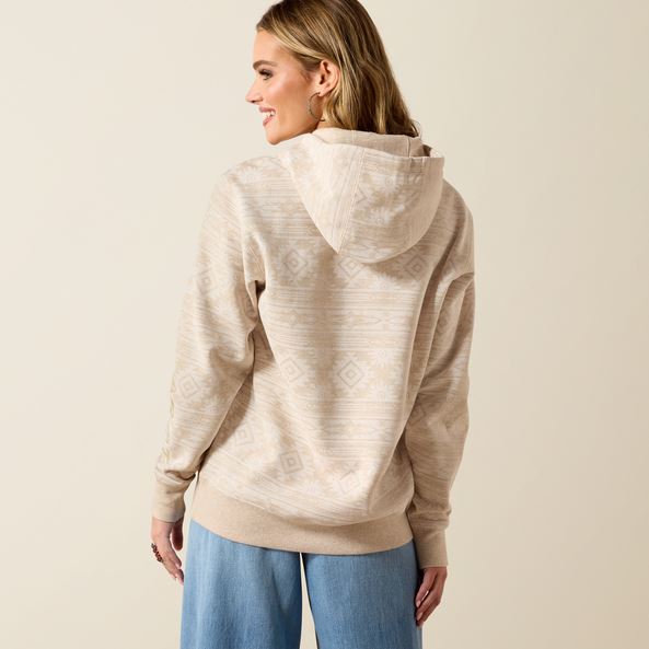 Ariat SS27 Womens Logo 2.0 Hoodie Khaki Heather Southwest Print
