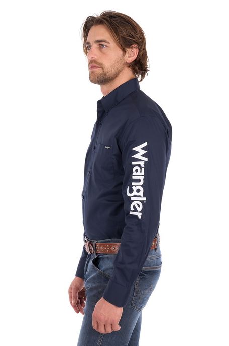 Wrangler Mens Flex Tech Logo Shirt Navy