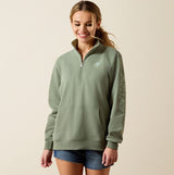 Ariat SS27 Womens Foundation Logo 1/2 Zip Sweatshirt Sea Spray