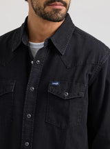 Wrangler Mens Classic Fit Black Denim Shirt