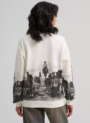 Wrangler Womens Archival Graphic Fleece Crew