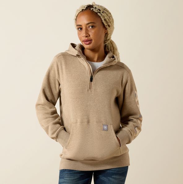 Ariat SS26 Womens Rebar Lightweight Logo 1/2 Zip Hoodie