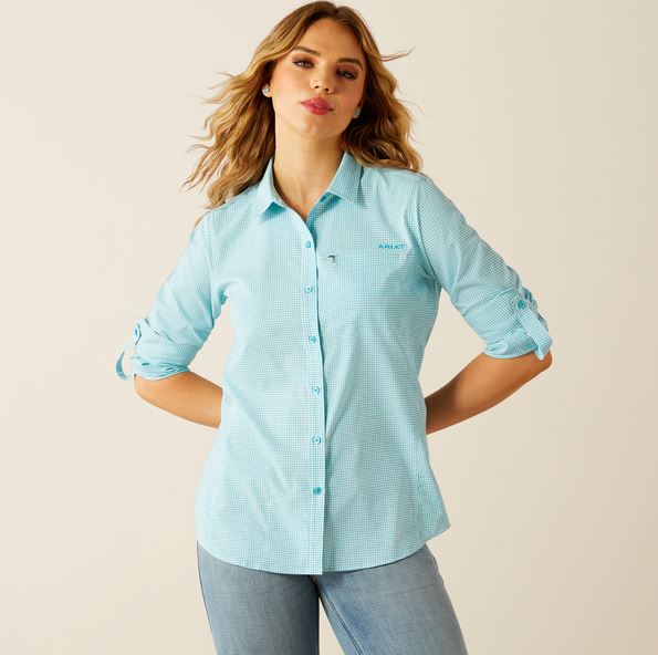 Ariat SS26 Womens Venttek Shirt Peacock Blue Check