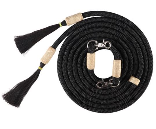 Fort Worth Yacht Cord Split Reins with Horsehair 8' Brown