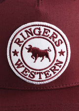 Ringers Western SS25 Signature Bull Trucker Cap Burgundy w/Burgundy/White