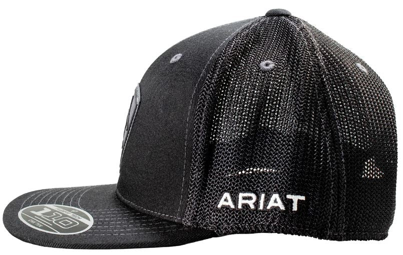 Ariat AW25 Mens Shield Logo Mesh Black Snap Back Cap