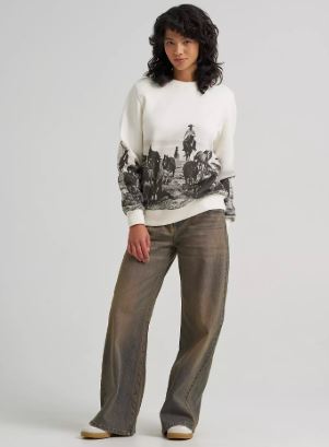 Wrangler Womens Archival Graphic Fleece Crew