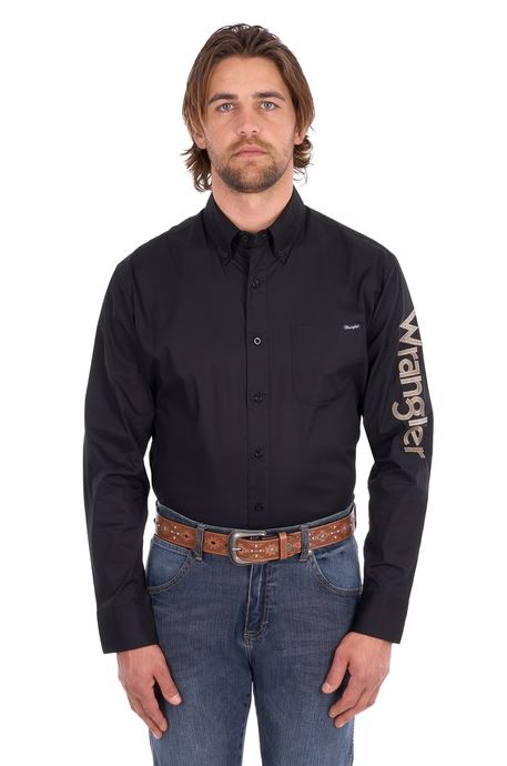 Wrangler Mens Flex Tech Logo Shirt Black