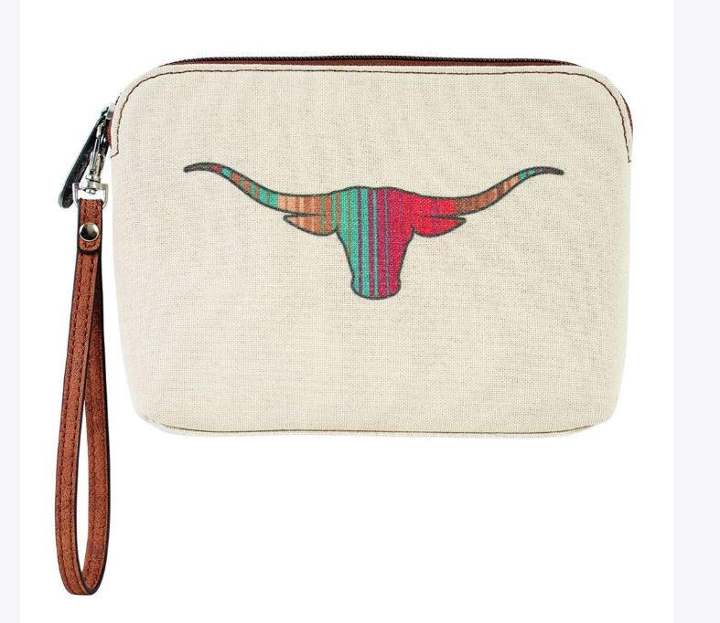 Justin Canvas Cosmetic Pouch Striped Longhorn