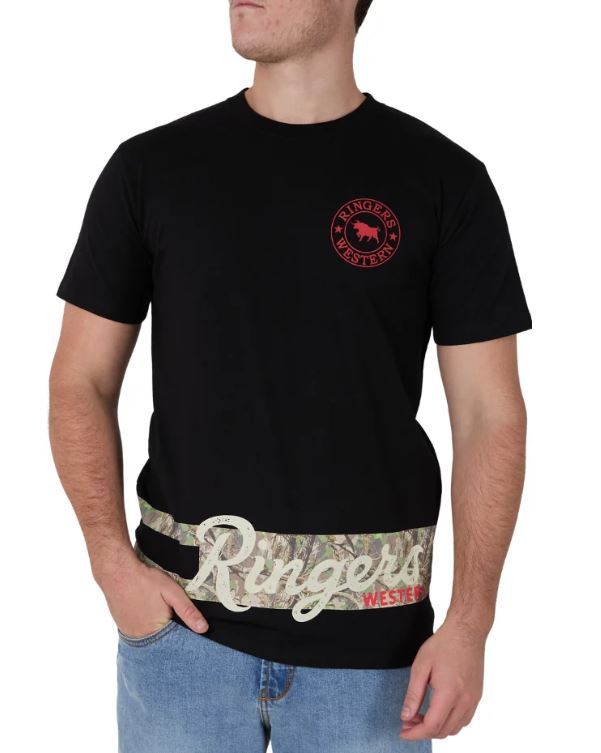Ringers Western SS27 Mens Backcountry Stripe TShirt Black