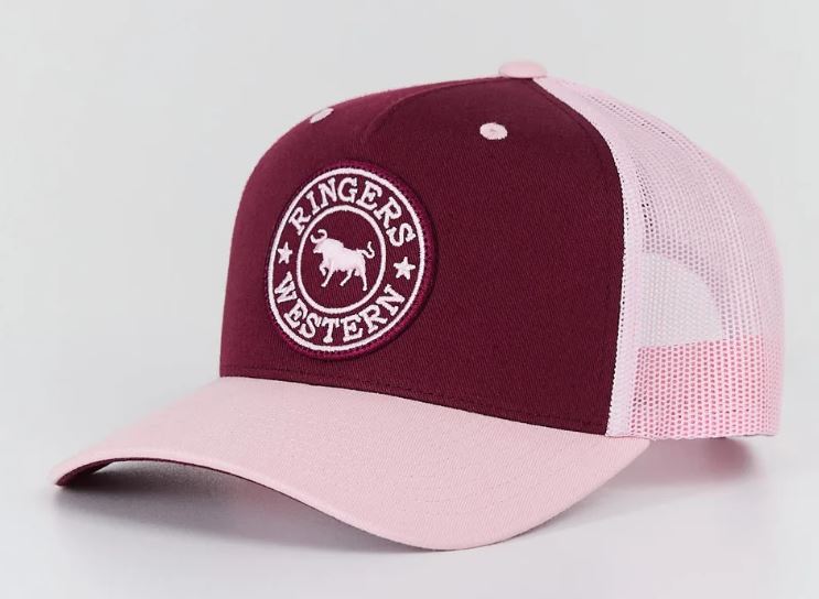 Ringers Western SS27 Signature Bull Trucker Cap Plum/Dusty Pink