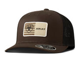 Ariat AW25 Mens Flag Patch Mesh Brown Snap Back Cap